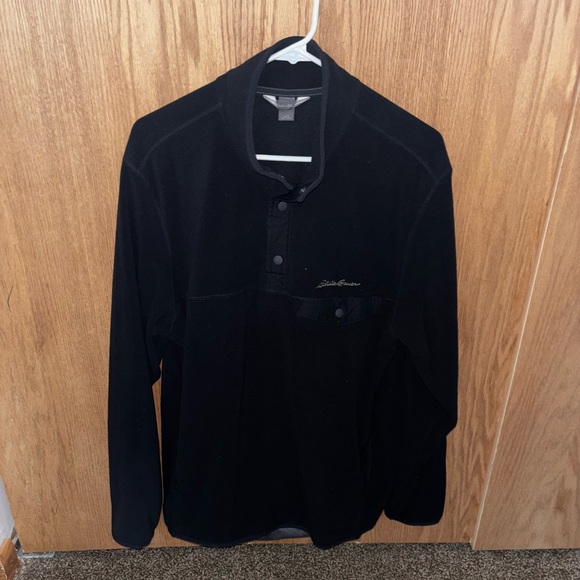 Eddie Bauer Button Up Sweatshirt Black Large - Picture 2 of 3